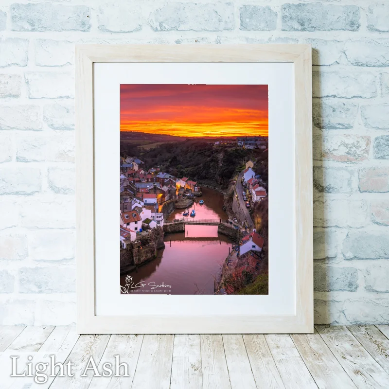 Cowbar And Staithes At Sunset 2 Cowbar And Staithes At Sunset - Light-Ash-Portrait-Frame