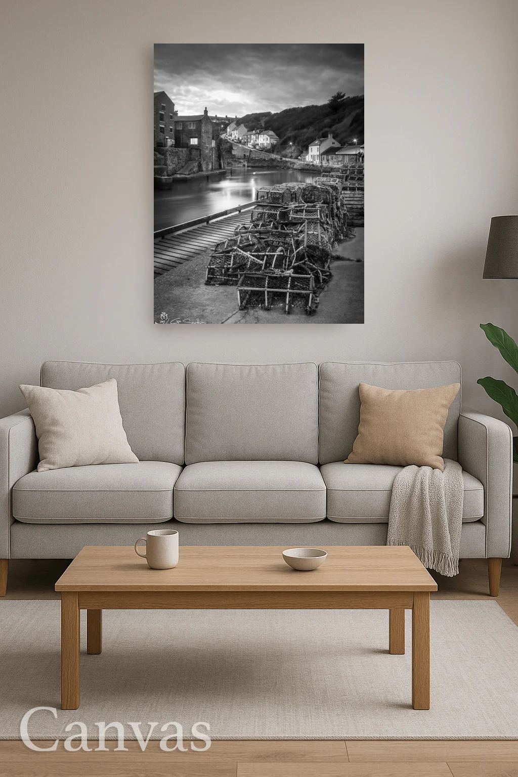 Crab Pots At Staithes Harbour Black and White 8 Crab Pots At Staithes Harbour Black and White - Wall-art-for-living-room-portrait
