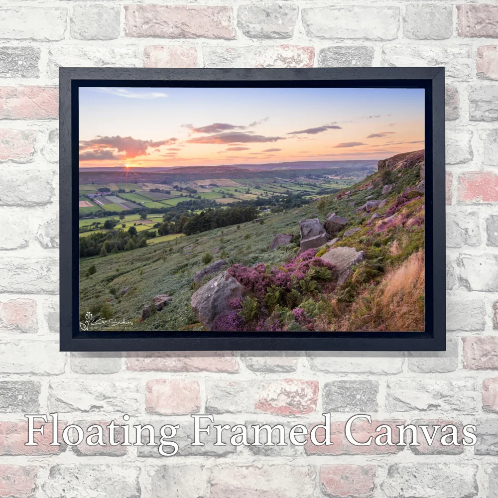 Danby Dale From Above Botton Village 3 Danby Dale From Above Botton Village - Landscape-Float-Frame-Canvas