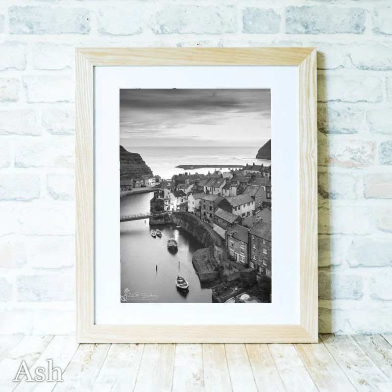 Dawn At Staithes Portrait Black And White 4 Dawn At Staithes Portrait Black And White - Ash-Portrait-Frame