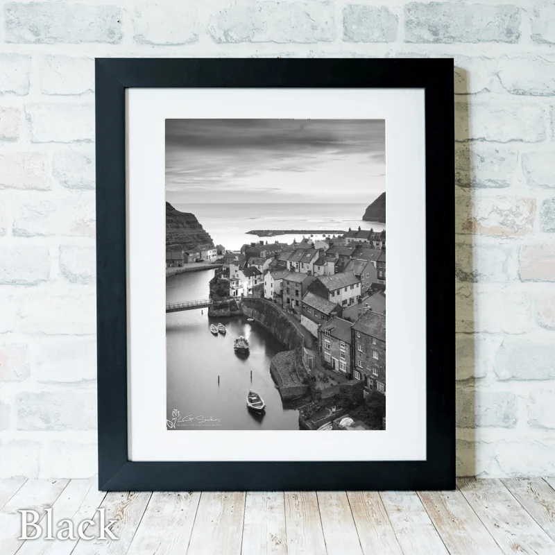 Dawn At Staithes Portrait Black And White 3 Dawn At Staithes Portrait Black And White - Black-Portrait-Frame