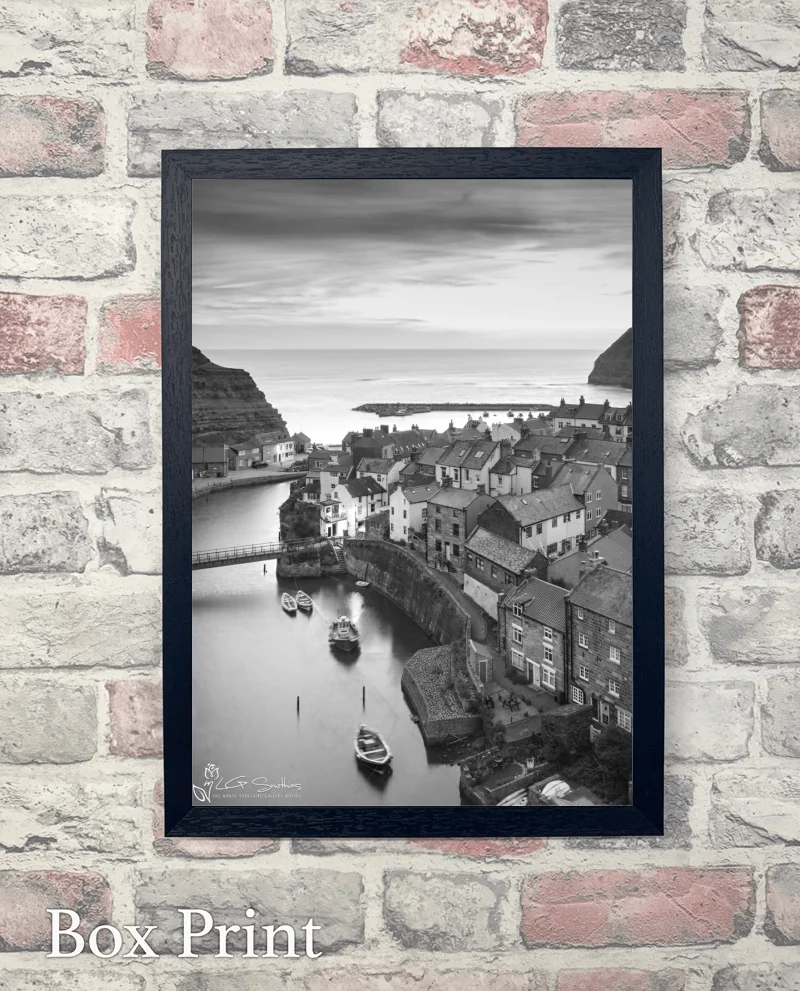 Dawn At Staithes Portrait Black And White 6 Dawn At Staithes Portrait Black And White - Box-Print-Portrait