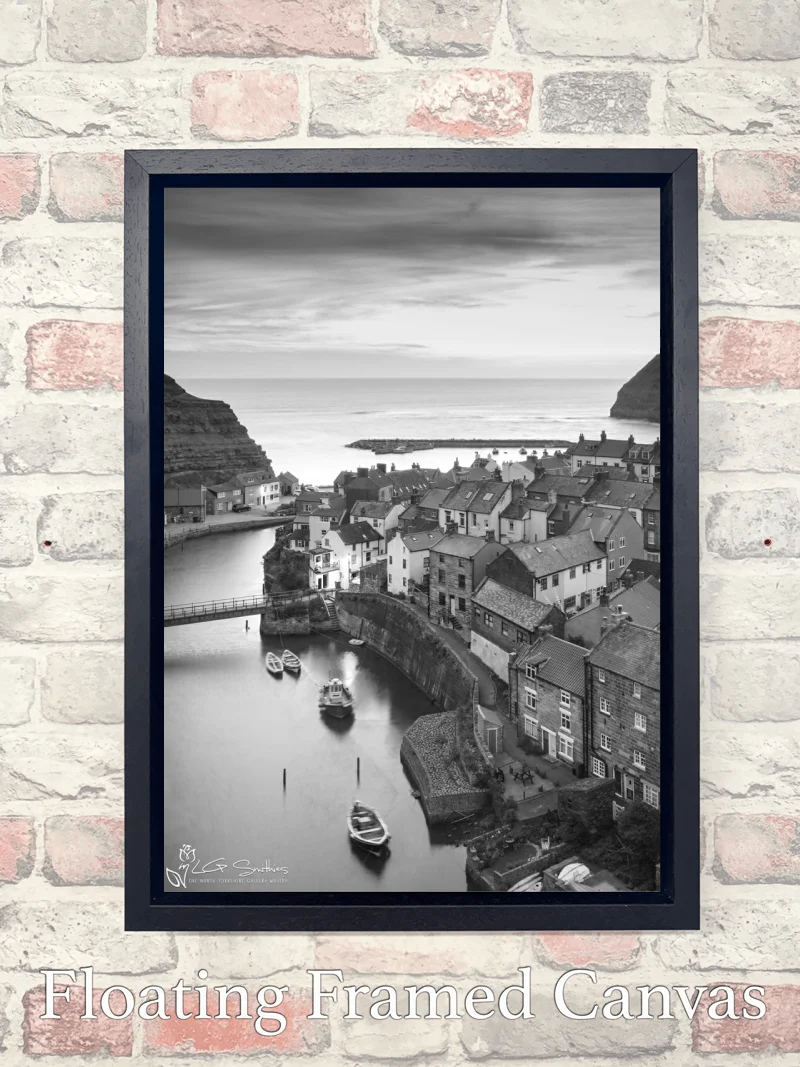 Dawn At Staithes Portrait Black And White 7 Dawn At Staithes Portrait Black And White - Float-Frame-Canvas-Portrait