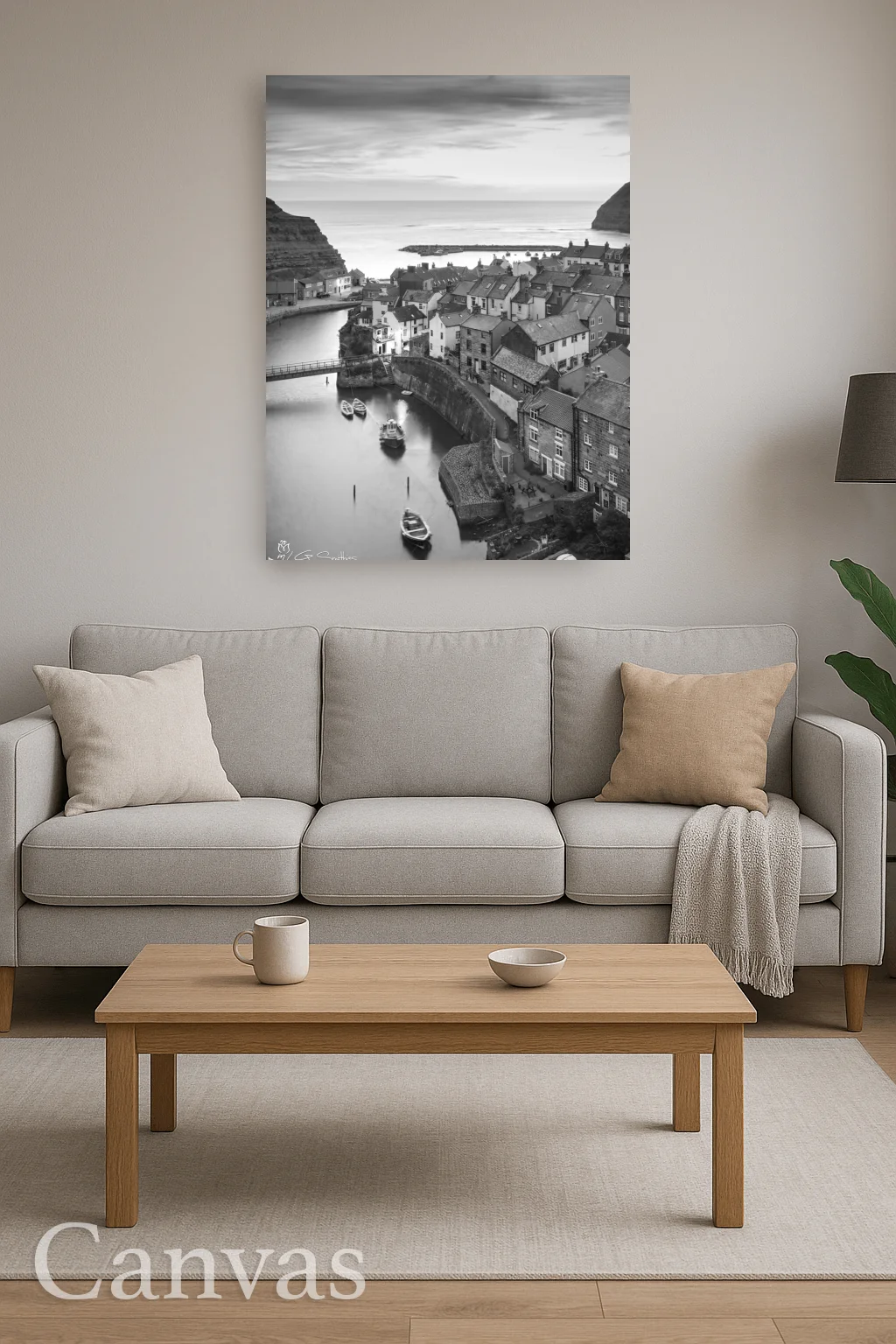 Dawn At Staithes Portrait Black And White 8 Dawn At Staithes Portrait Black And White - Wall-art-for-living-room-portrait