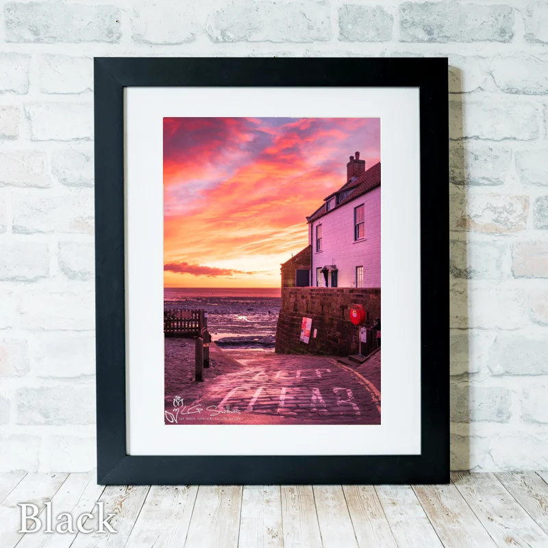 Dawn At The Old Coastguard Station At Robin Hoods Bay 3 Dawn At The Old Coastguard Station At Robin Hoods Bay - Black-Portrait-Frame