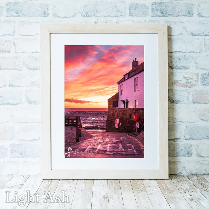 Dawn At The Old Coastguard Station At Robin Hoods Bay 2 Dawn At The Old Coastguard Station At Robin Hoods Bay - Light-Ash-Portrait-Frame