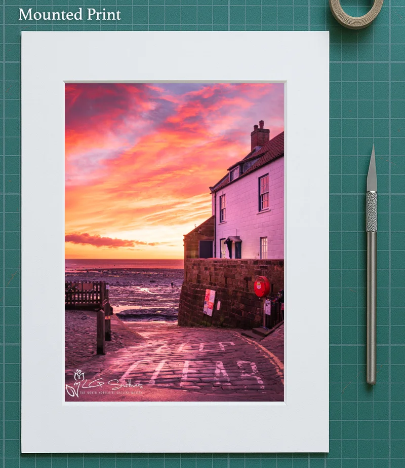Dawn At The Old Coastguard Station At Robin Hoods Bay 5 Dawn At The Old Coastguard Station At Robin Hoods Bay - Mounted-Print-Portrait