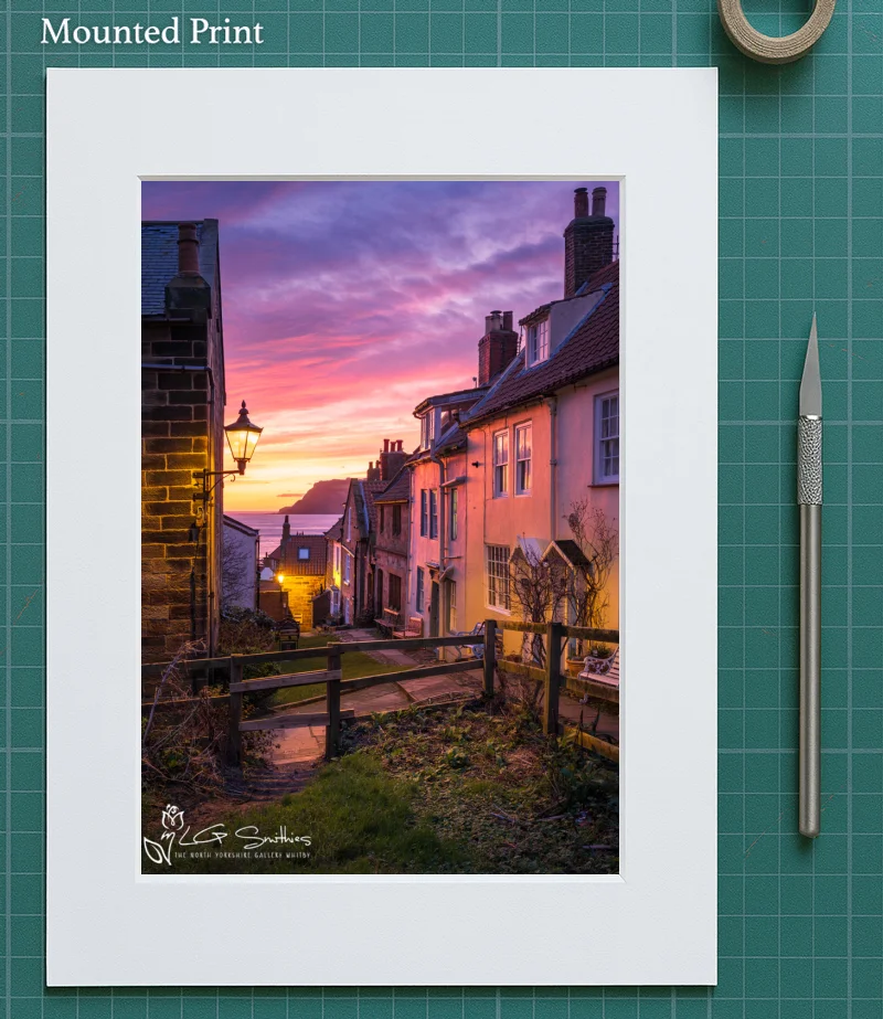 Dawn From The Old School House At Robin Hoods Bay 5 Dawn From The Old School House At Robin Hoods Bay - Mounted-Print-Portrait