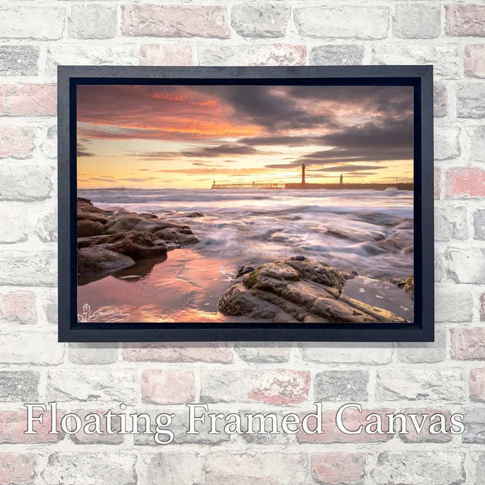Dawn on Whitby Beach 3 Dawn on Whitby Beach - Landscape-Float-Frame-Canvas