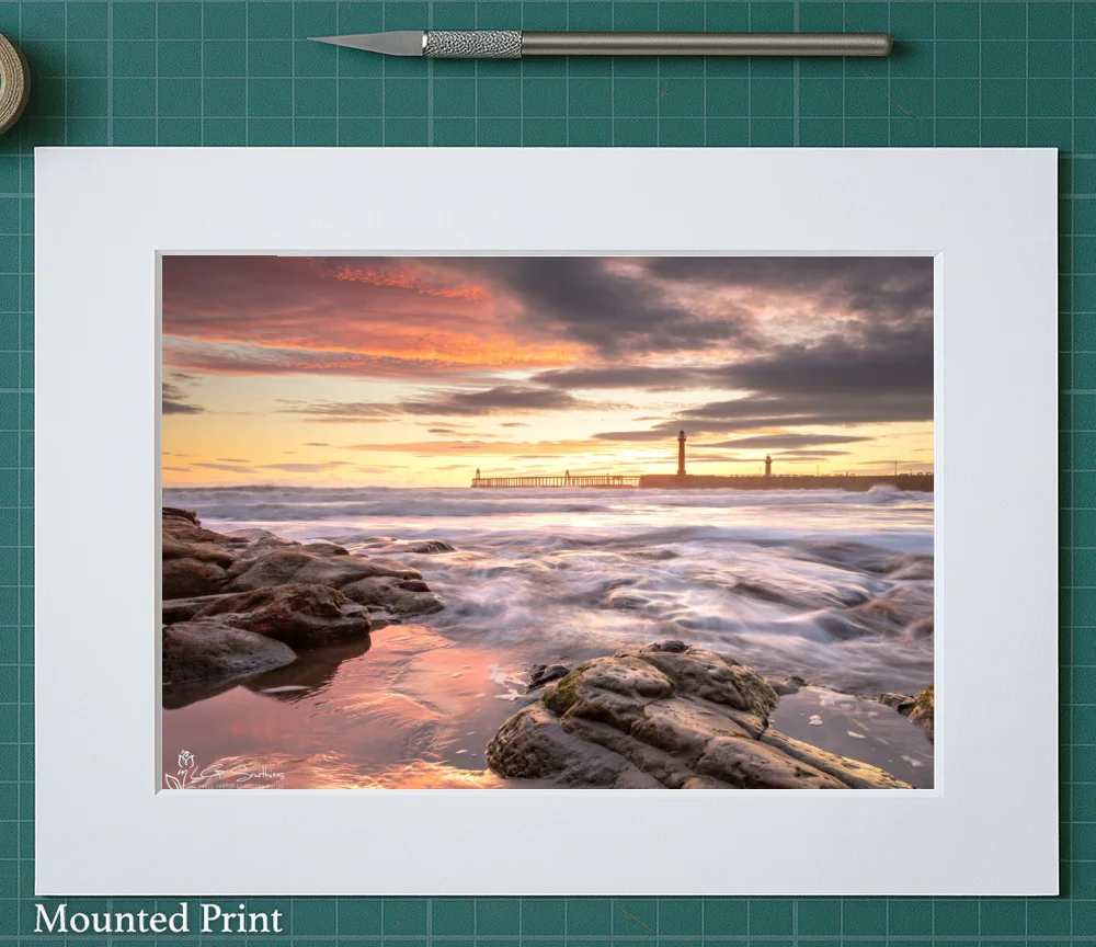 Dawn on Whitby Beach 2 Dawn on Whitby Beach - Landscape-Mounted-Print