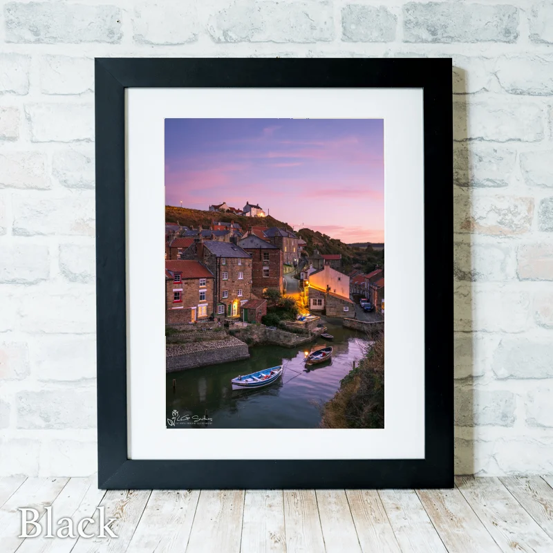 Dusk Glow Over Roxby Beck At Staithes 3 Dusk Glow Over Roxby Beck At Staithes - Black-Portrait-Frame