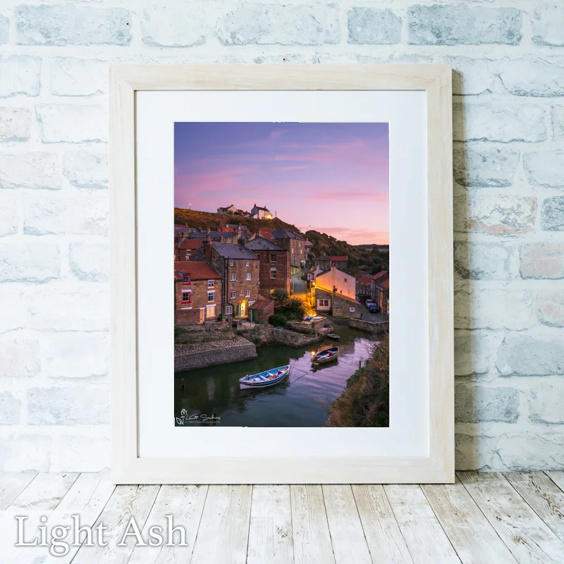 Dusk Glow Over Roxby Beck At Staithes 2 Dusk Glow Over Roxby Beck At Staithes - Light-Ash-Portrait-Frame