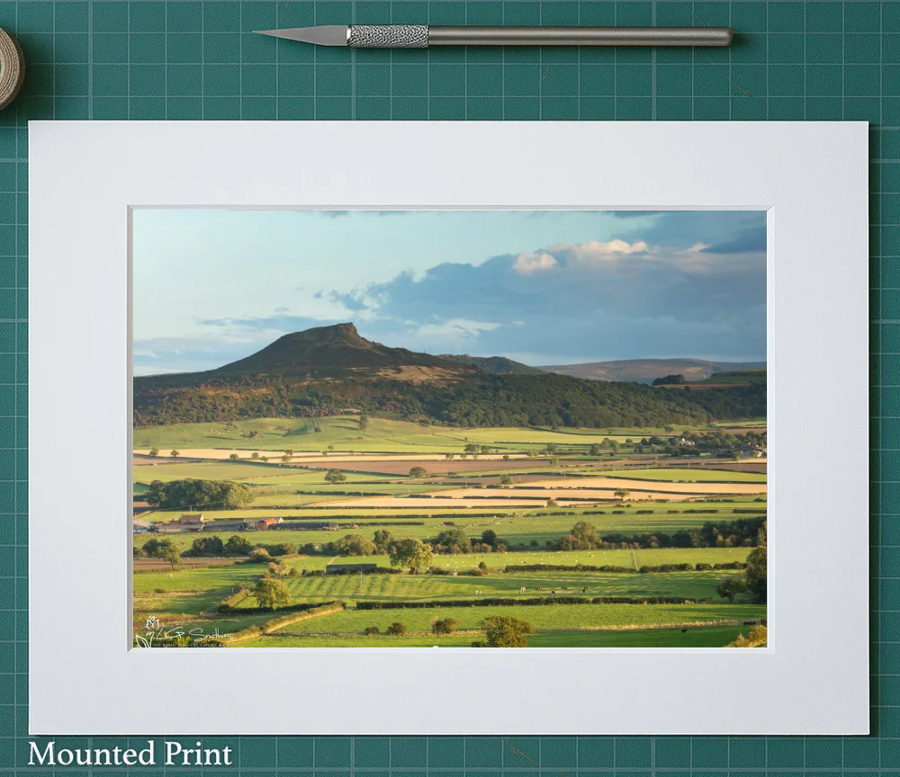 Early Autumn In The Fields Below Roseberry Topping 2 Early Autumn In The Fields Below Roseberry Topping - Landscape-Mounted-Print