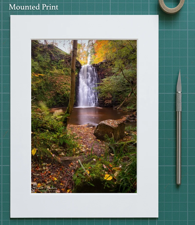 Falling Foss Autumn 5 Falling Foss Autumn - Mounted-Print-Portrait