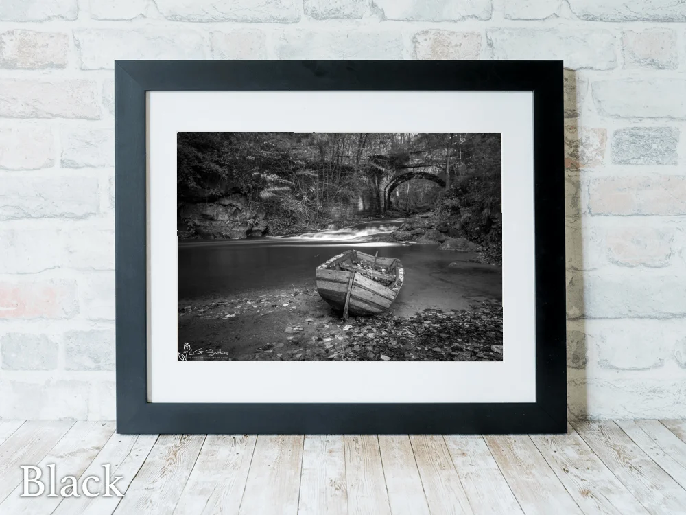 Falling Foss Boat Black And White 6 Falling Foss Boat Black And White - Black-Landscape-Frame