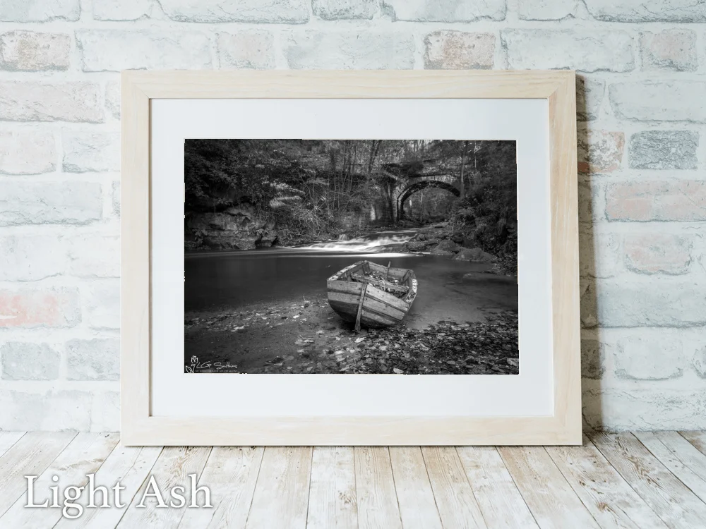 Falling Foss Boat Black And White 5 Falling Foss Boat Black And White - Light-Ash-Landscape-Frame