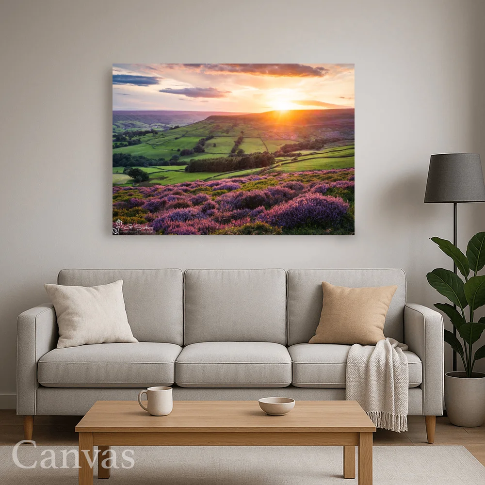 Farndales Purple Heather At Sunset 8 Farndales Purple Heather At Sunset - Wall-art-for-living-room-landscape