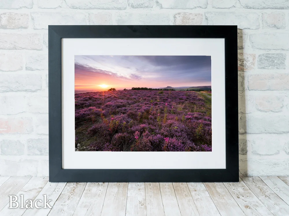 Fields Of Purple Heather Around Roseberry Topping 6 Fields Of Purple Heather Around Roseberry Topping - Black-Landscape-Frame