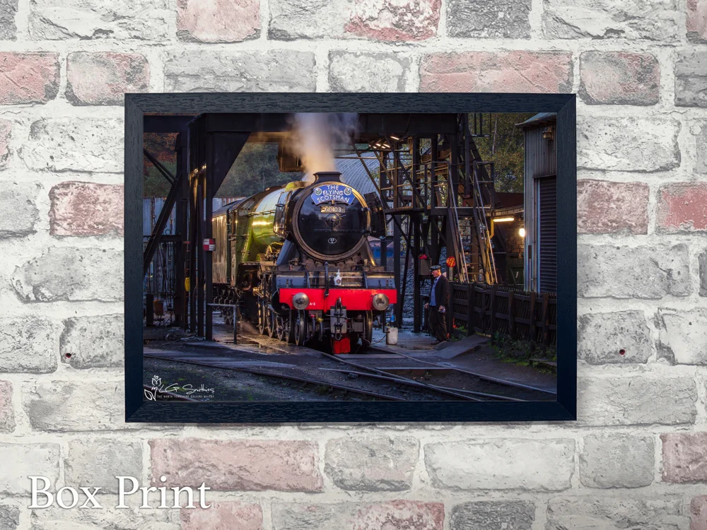Flying Scotsman At The Inspection Pit Grosmont M.P.D 4 Flying Scotsman At The Inspection Pit Grosmont M.P.D - Landscape-Box-Print