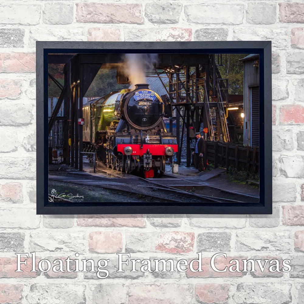 Flying Scotsman At The Inspection Pit Grosmont M.P.D 3 Flying Scotsman At The Inspection Pit Grosmont M.P.D - Landscape-Float-Frame-Canvas