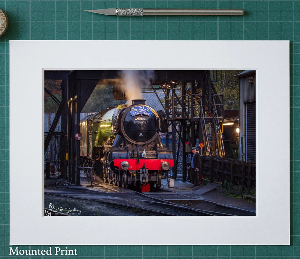 Flying Scotsman At The Inspection Pit Grosmont M.P.D 2 Flying Scotsman At The Inspection Pit Grosmont M.P.D - Landscape-Mounted-Print
