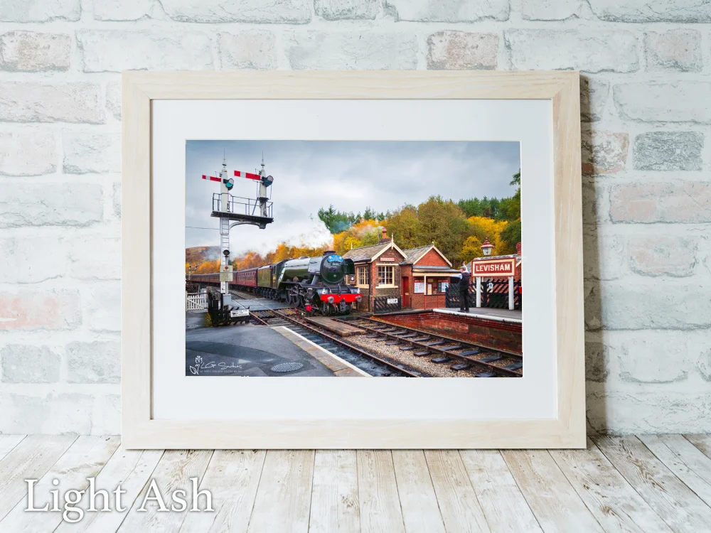 Flying Scotsman Comes Into Levisham Station 5 Flying Scotsman Comes Into Levisham Station - Light-Ash-Landscape-Frame