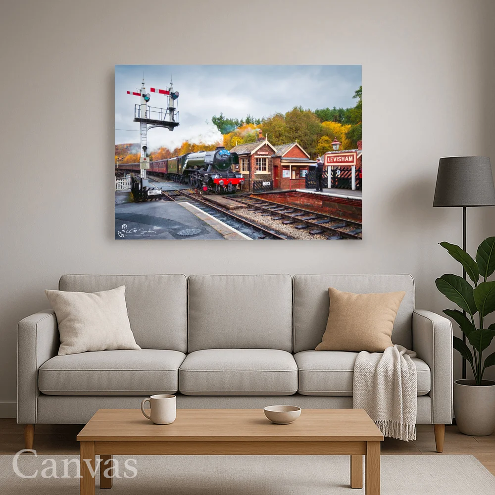 Flying Scotsman Comes Into Levisham Station 8 Flying Scotsman Comes Into Levisham Station - Wall-art-for-living-room-landscape