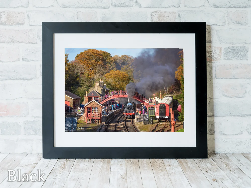 Flying Scotsman Exchanging The Token At Goathland Station 6 Flying Scotsman Exchanging The Token At Goathland Station - Black-Landscape-Frame