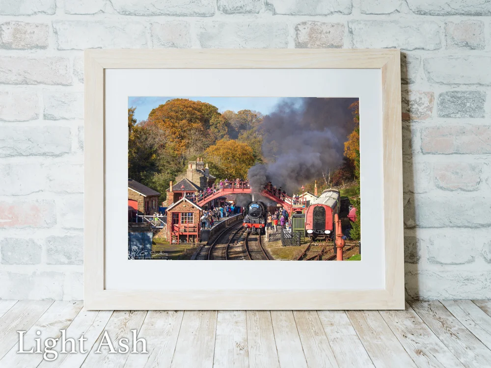 Flying Scotsman Exchanging The Token At Goathland Station 5 Flying Scotsman Exchanging The Token At Goathland Station - Light-Ash-Landscape-Frame