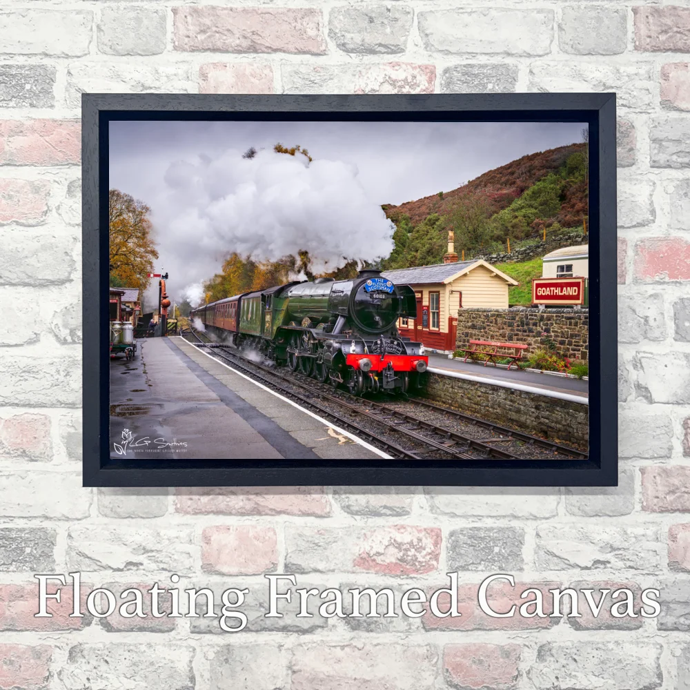 Flying Scotsman In The Harry Potter Station Goathland 3 Flying Scotsman In The Harry Potter Station Goathland - Landscape-Float-Frame-Canvas