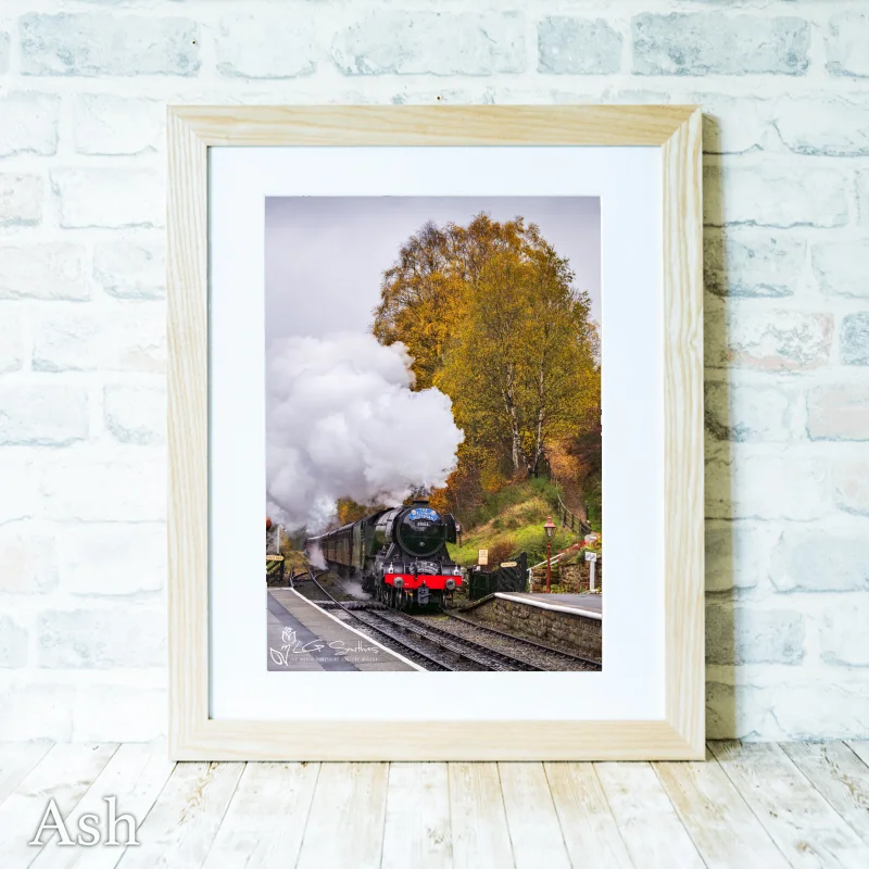 Flying Scotsman Loco Comes Into Goathland Station 4 Flying Scotsman Loco Comes Into Goathland Station - Ash-Portrait-Frame