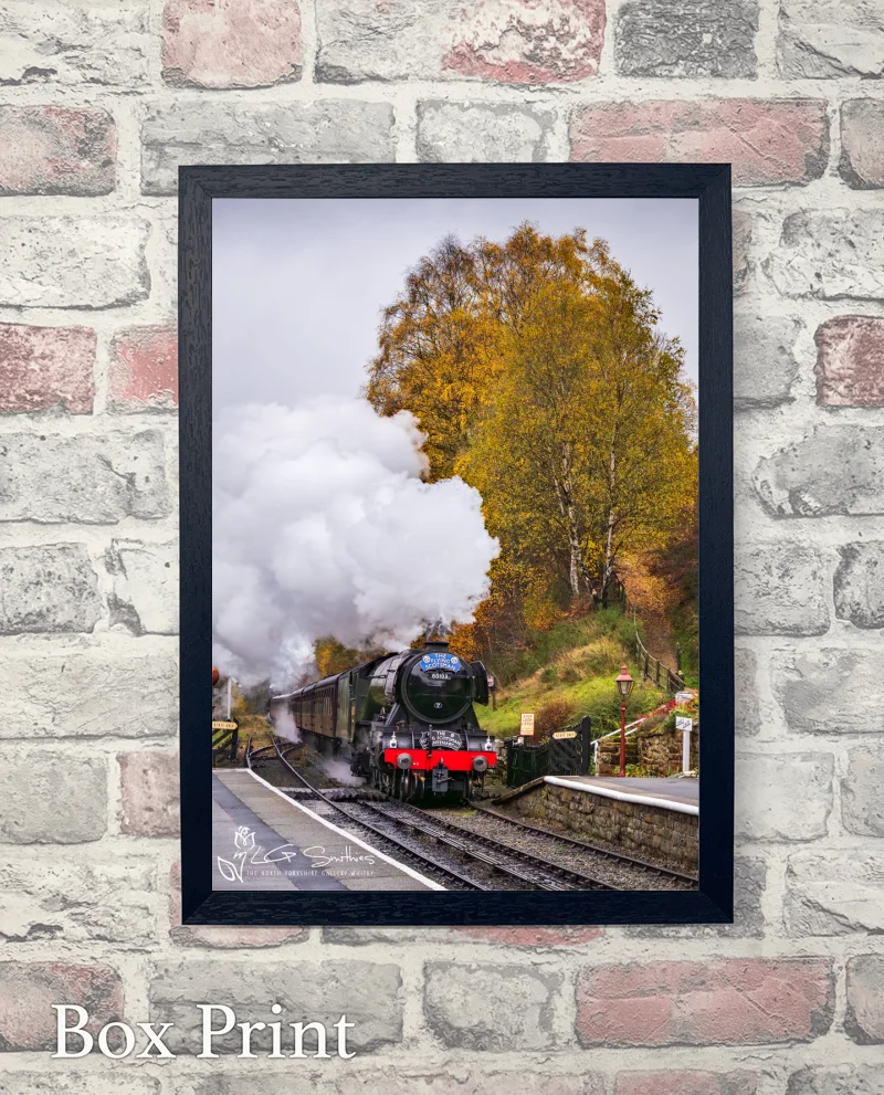 Flying Scotsman Loco Comes Into Goathland Station 6 Flying Scotsman Loco Comes Into Goathland Station - Box-Print-Portrait
