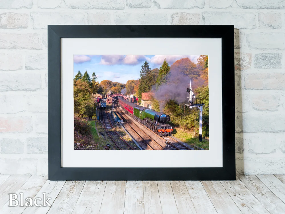 Flying Scotsman Locomotive At Goathland Station 6 Flying Scotsman Locomotive At Goathland Station - Black-Landscape-Frame