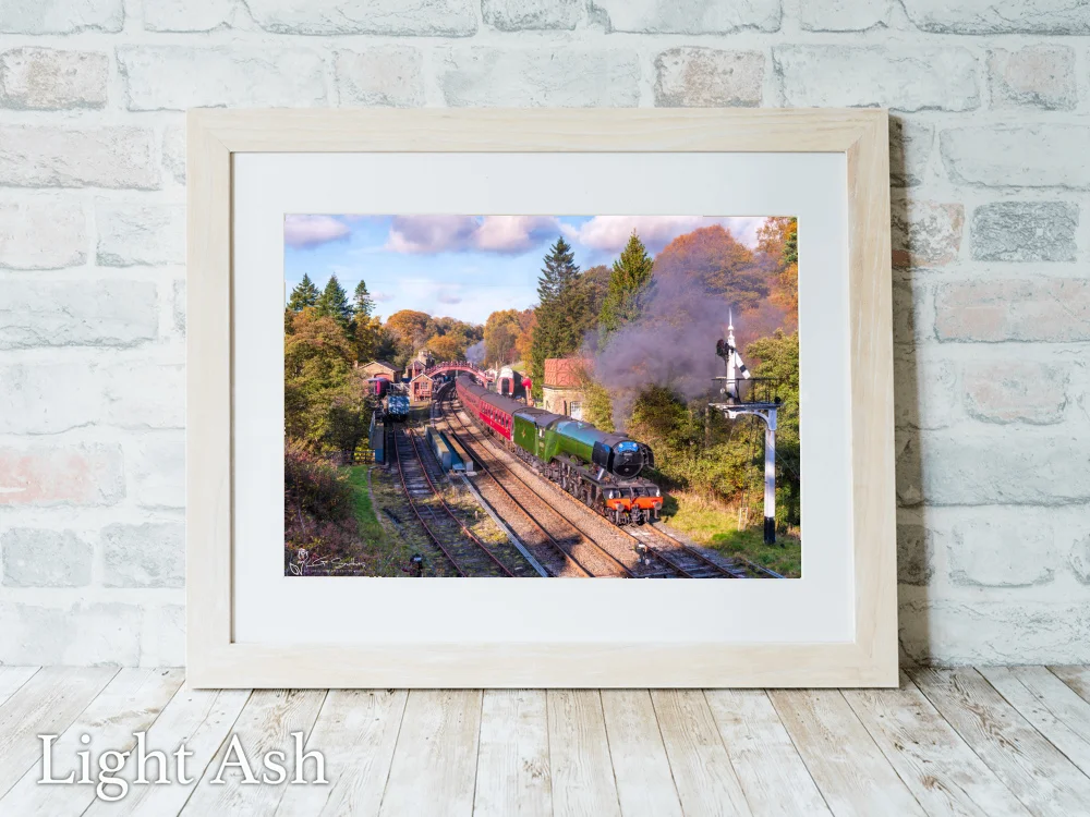 Flying Scotsman Locomotive At Goathland Station 5 Flying Scotsman Locomotive At Goathland Station - Light-Ash-Landscape-Frame