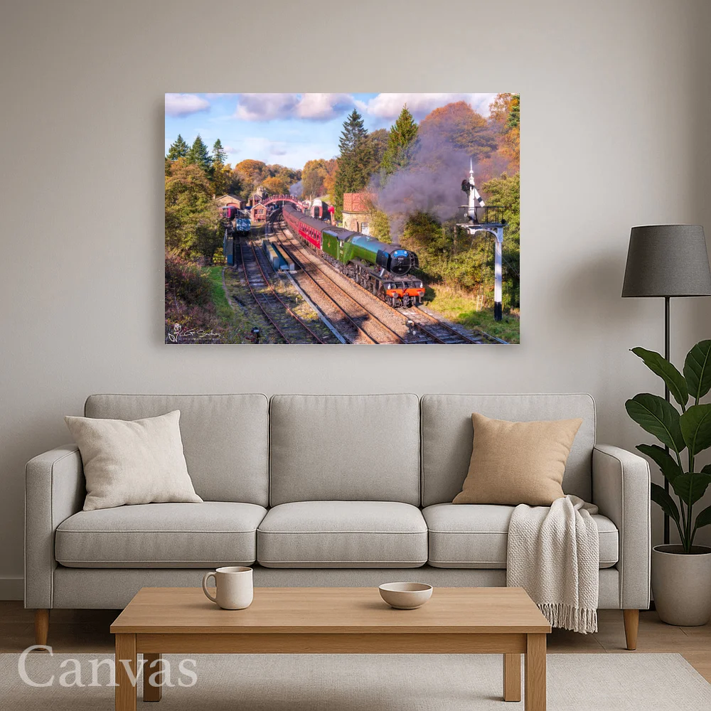 Flying Scotsman Locomotive At Goathland Station 8 Flying Scotsman Locomotive At Goathland Station - Wall-art-for-living-room-landscape