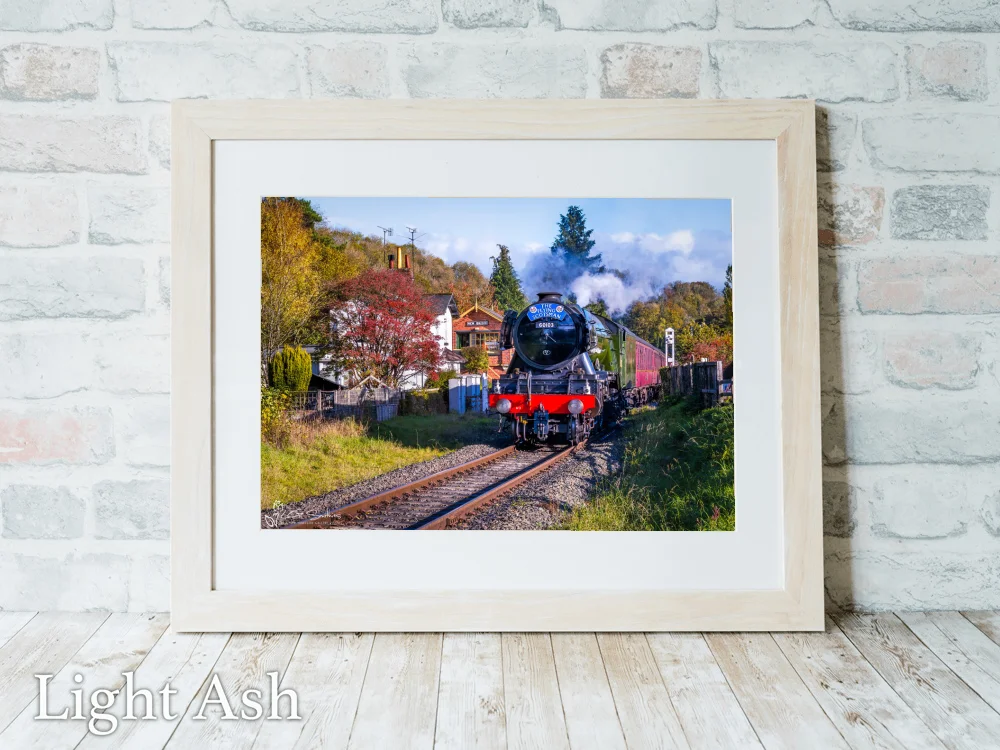 Flying Scotsman Locomotive At New Bridge Signal Box NYMR 5 Flying Scotsman Locomotive At New Bridge Signal Box NYMR - Light-Ash-Landscape-Frame