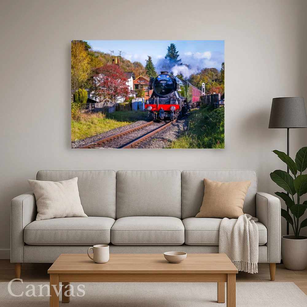 Flying Scotsman Locomotive At New Bridge Signal Box NYMR 8 Flying Scotsman Locomotive At New Bridge Signal Box NYMR - Wall-art-for-living-room-landscape
