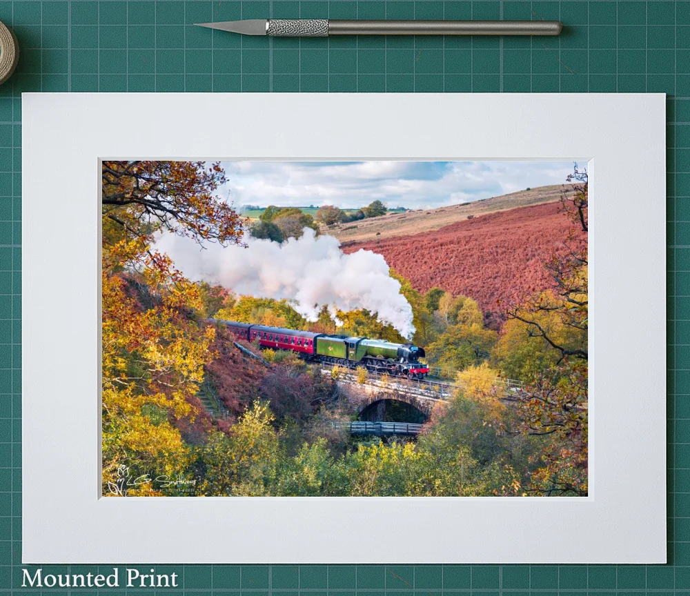 Flying Scotsman Locomotive On The NYMR 2 Flying Scotsman Locomotive On The NYMR - Landscape-Mounted-Print
