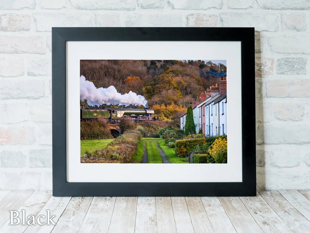 Flying Scotsman Passes Esk Valley Cottages 6 Flying Scotsman Passes Esk Valley Cottages - Black-Landscape-Frame