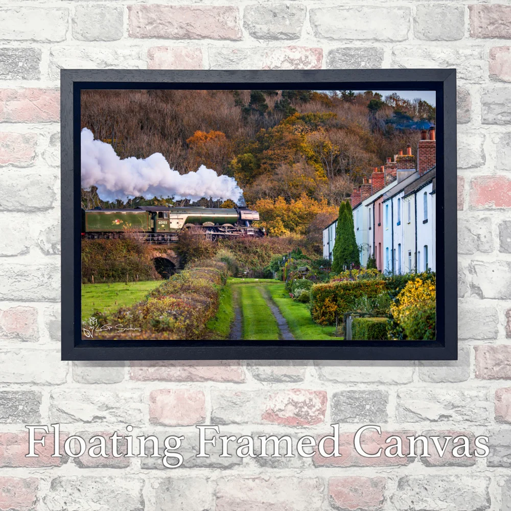 Flying Scotsman Passes Esk Valley Cottages 3 Flying Scotsman Passes Esk Valley Cottages - Landscape-Float-Frame-Canvas