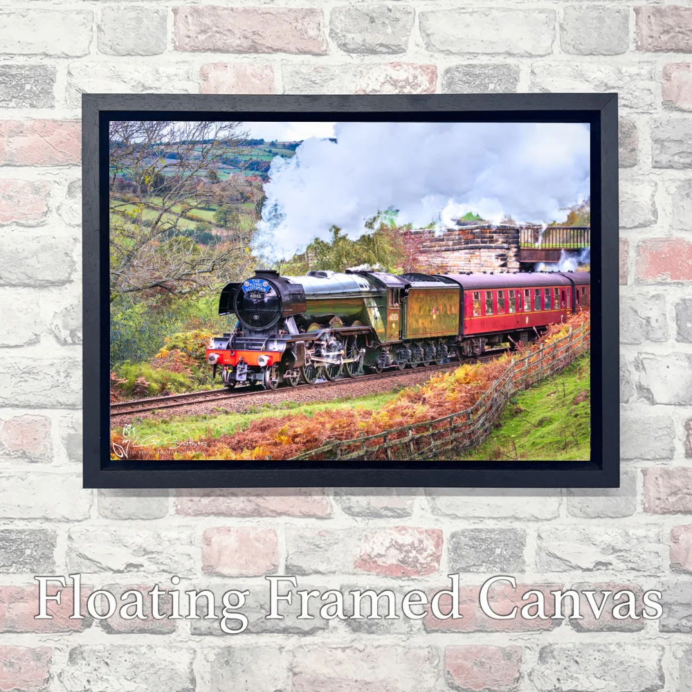 Flying Scotsman Under The Iron Bridge At Greenend 3 Flying Scotsman Under The Iron Bridge At Greenend - Landscape-Float-Frame-Canvas
