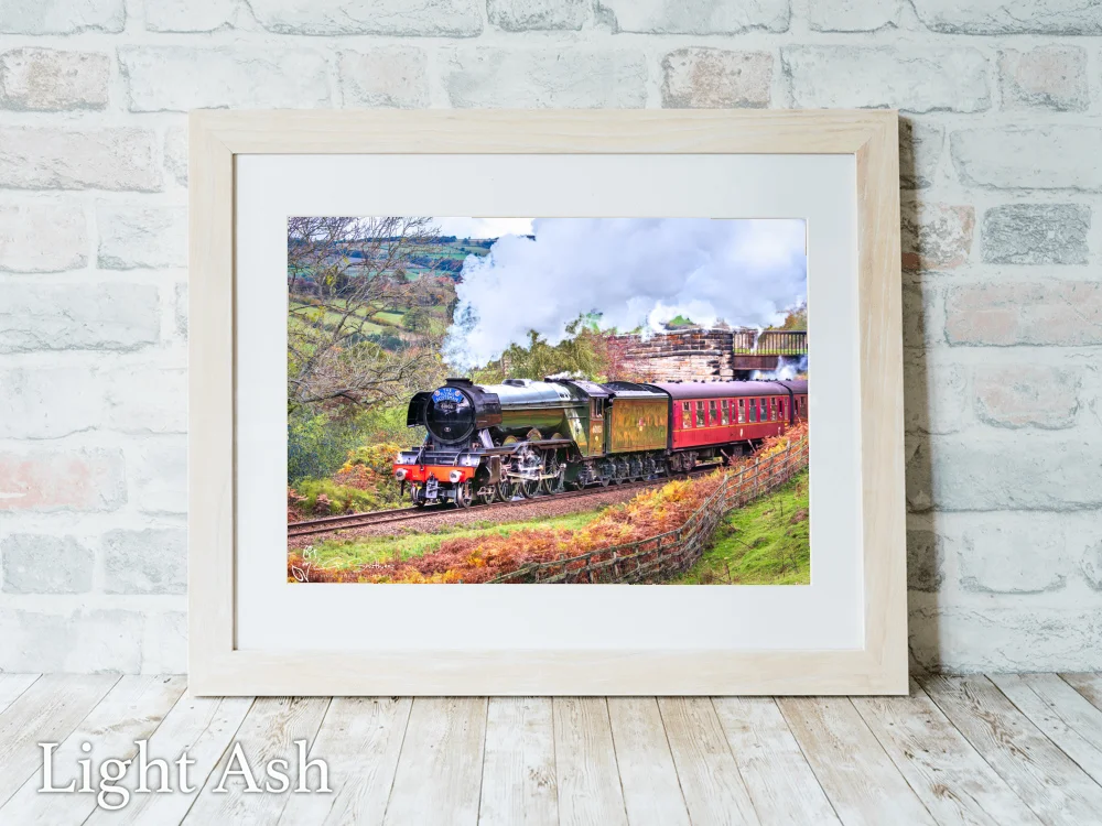 Flying Scotsman Under The Iron Bridge At Greenend 5 Flying Scotsman Under The Iron Bridge At Greenend - Light-Ash-Landscape-Frame