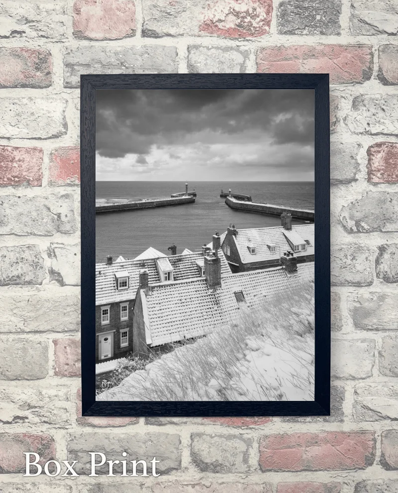 Fresh Snowfall On Whitby Piers 7 Fresh Snowfall On Whitby Piers - Box-Print-Portrait