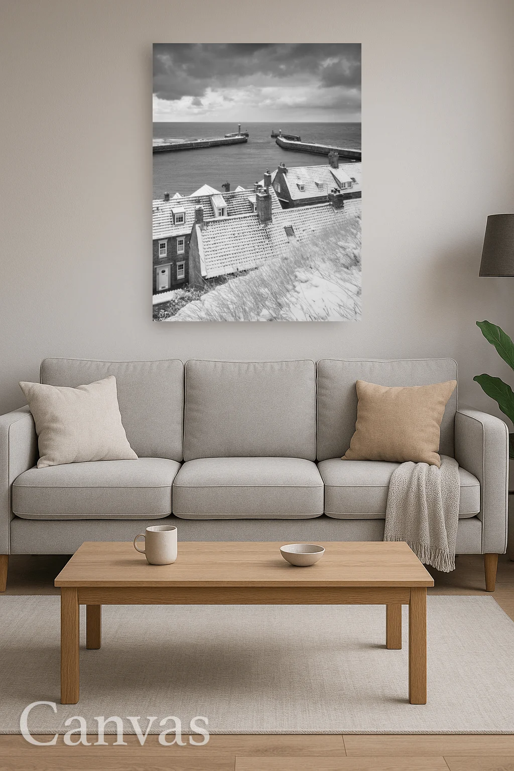 Fresh Snowfall On Whitby Piers 9 Fresh Snowfall On Whitby Piers - Wall-art-for-living-room-portrait