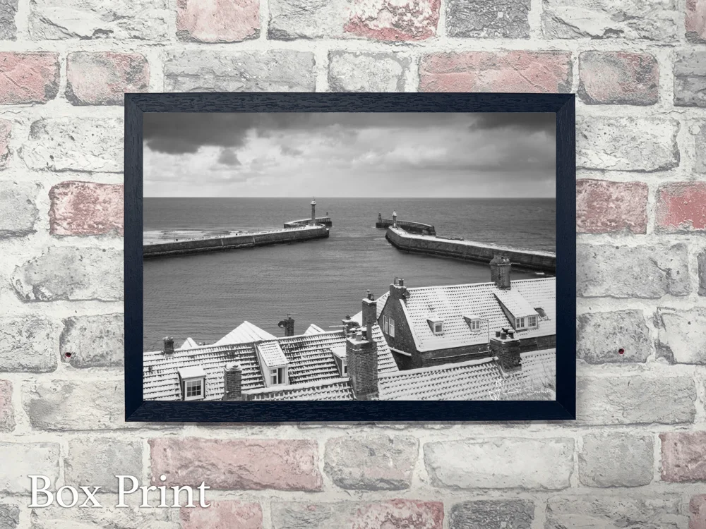 Fresh Snowfall On Whitby Rooftops and Piers 4 Fresh Snowfall On Whitby Rooftops and Piers - Landscape-Box-Print