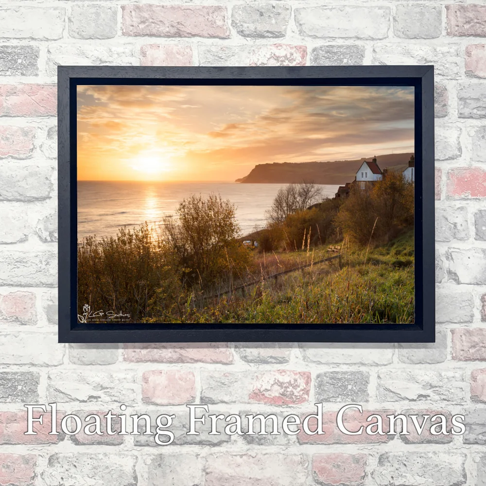 Golden Sunrise Over Robin Hood's Bay 3 Golden Sunrise Over Robin Hood's Bay - Landscape-Float-Frame-Canvas