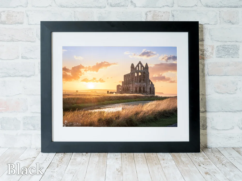 Golden Sunset At Whitby Abbey 6 Golden Sunset At Whitby Abbey - Black-Landscape-Frame