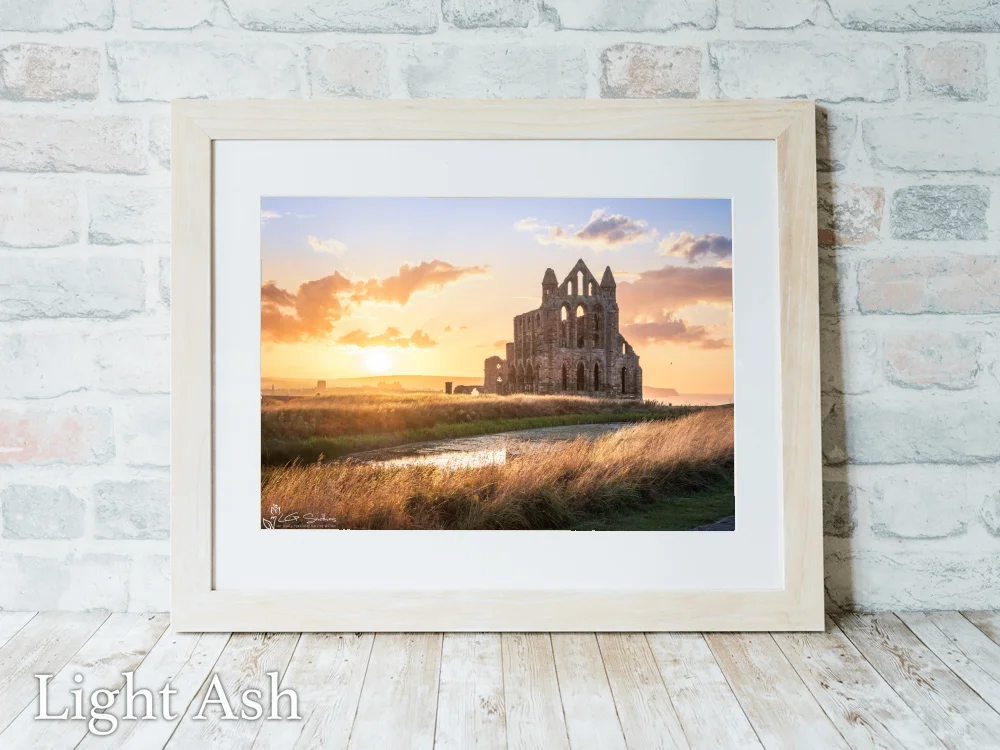 Golden Sunset At Whitby Abbey 5 Golden Sunset At Whitby Abbey - Light-Ash-Landscape-Frame
