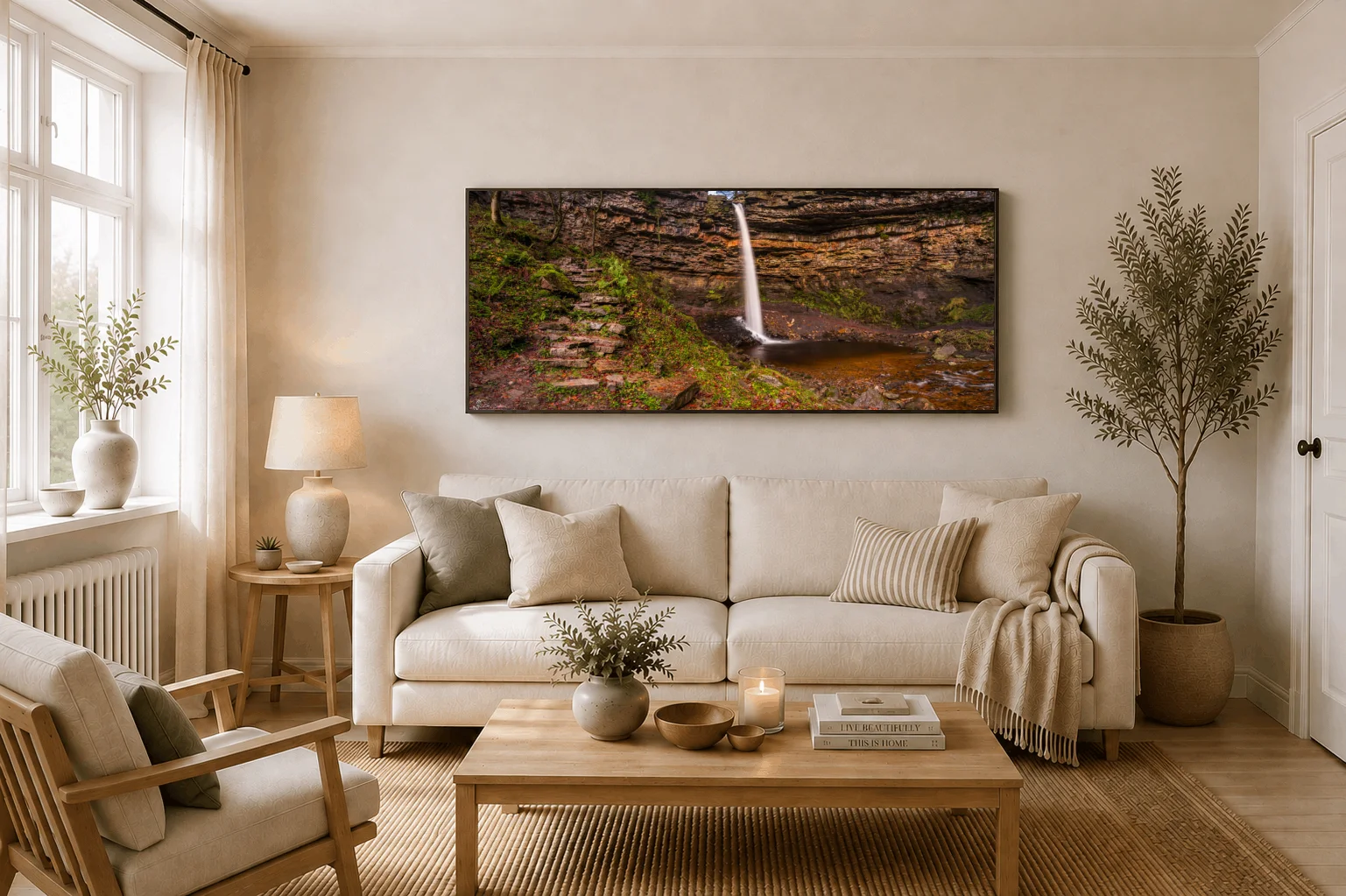 Hardraw Panoramic 3 Hardraw Panoramic - Large floating Framed Canvas On Display In A Living Room