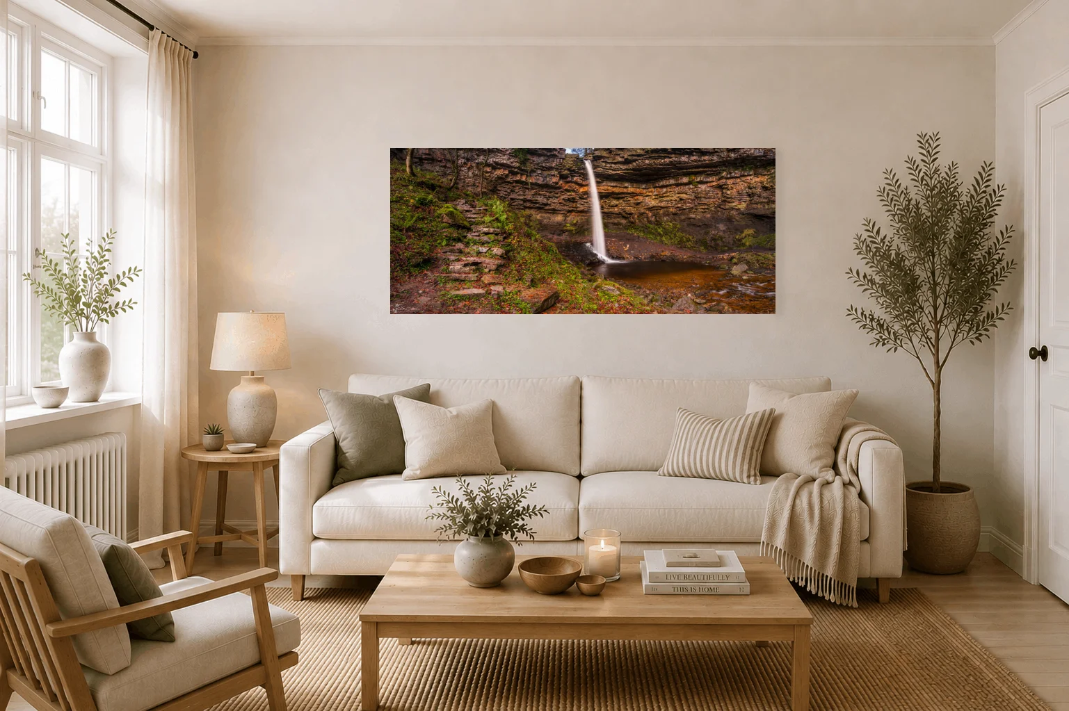 Hardraw Panoramic 2 Hardraw Panoramic - Large Panoramic Canvas On Display In A Living Room